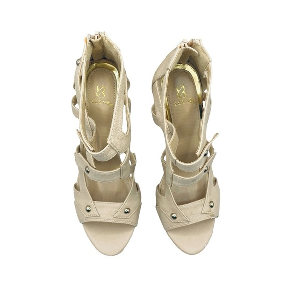 SCENE WEAVER Women’s Cream Strappy Cocktail Platform Stiletto Strappy Heels 8.5 - Picture 7 of 8